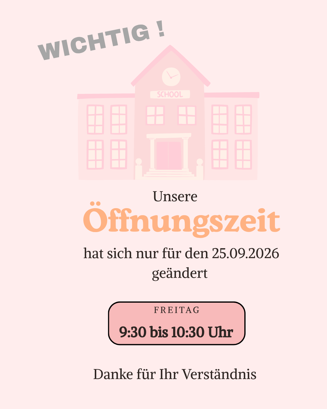 Rosa und Braun Einfach Öffnungszeiten Instagram Post 2